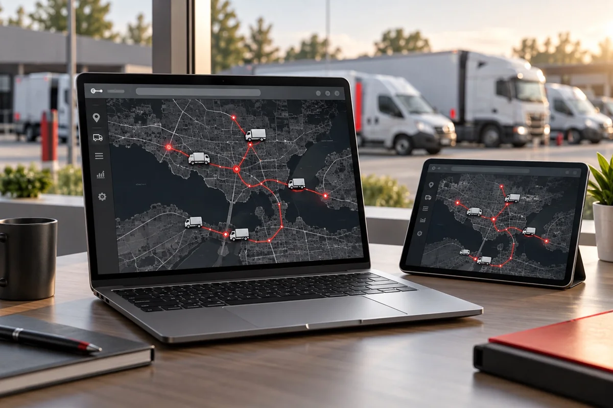 Илюстрация на облачна GPS платформа на работно място